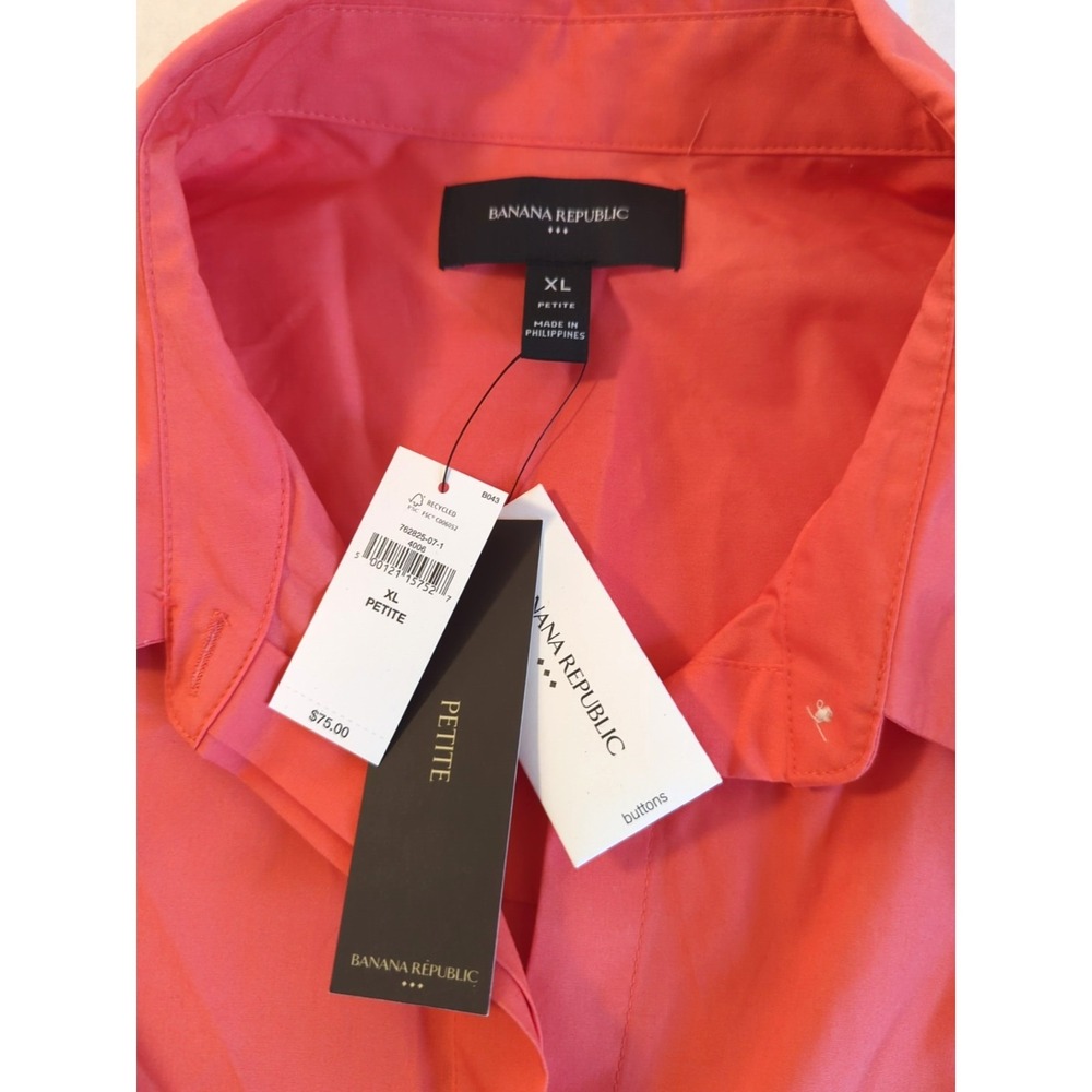 NWT Banana Republic Cotton Shirt XL Petite Coral Button Up Relaxed Easy Chic